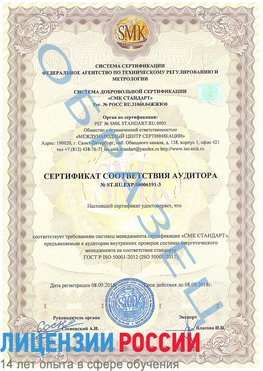 Образец сертификата соответствия аудитора №ST.RU.EXP.00006191-3 Железногорск (Курская обл.) Сертификат ISO 50001